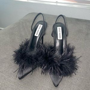 Steven Madden black Feathered heels